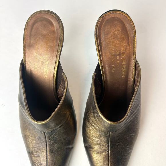 Donald J. Pliner Leather Kitten Heel Pointy Toe Mules Copper Sz 7 - Picture 6 of 12